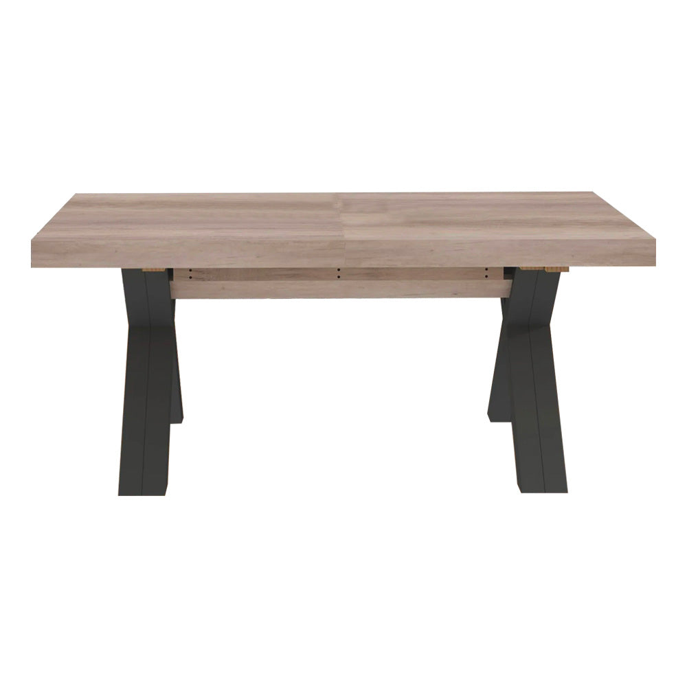 Tavolo allungabile 180 cm con piano Gordon beige e gambe incrociate antracite Milonga480