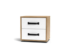 Comodino in legno 43,6x41h cm con due cassetti colore rovere e bianco - Mosso