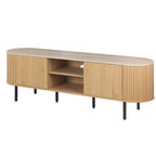 Mobile porta Tv colore rovere oak con top effetto travertino e laterali listellati 160 cm Fabia56B