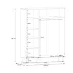 Armadio 3 ante frontali effetto rattan intrecciato colore rovere 165x52x208H Livia
