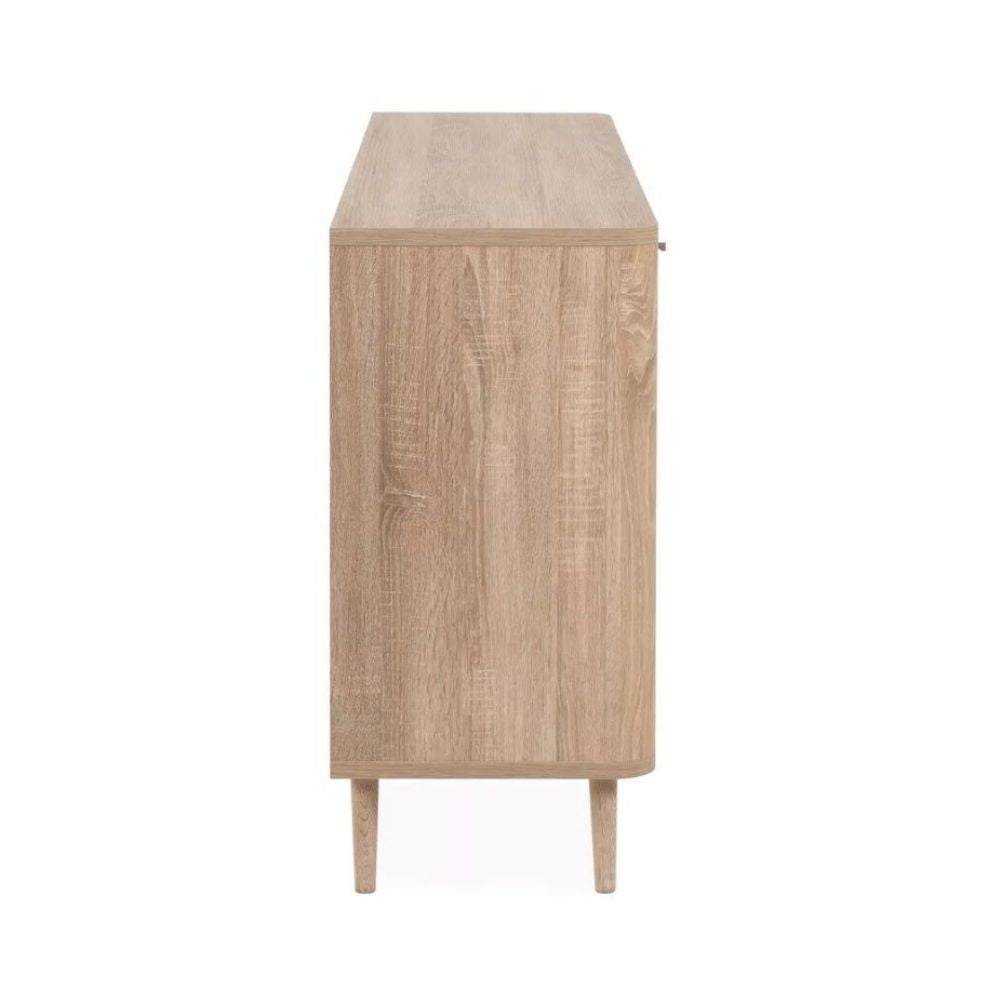 Enfilade en chêne sonoma de 175 cm avec 3 tiroirs et 3 portes effet raphia - KUTA51A