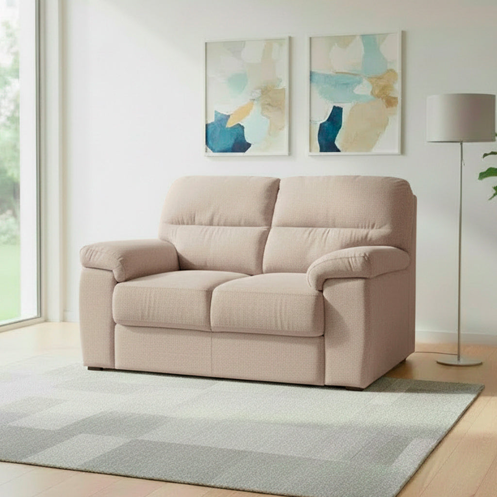Divano 2 posti tessuto Roma03 colore lino 160x98x92h Alenda