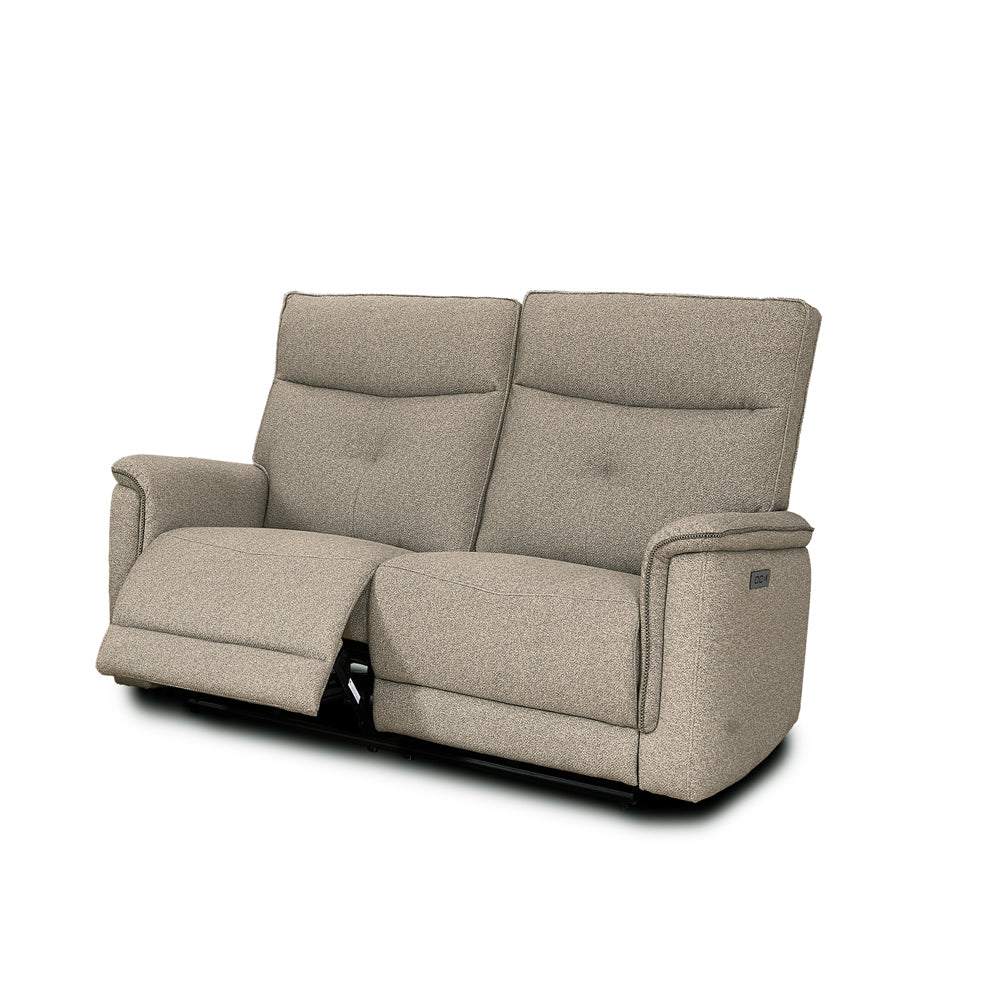 Set divani recliner elettrici 3 posti + 2 posti + poltrona recliner tessuto sabbia Elysio