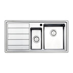 Lavello 100x50 cm con 2 vasche e gocciolatoio sinistro - SAXT332