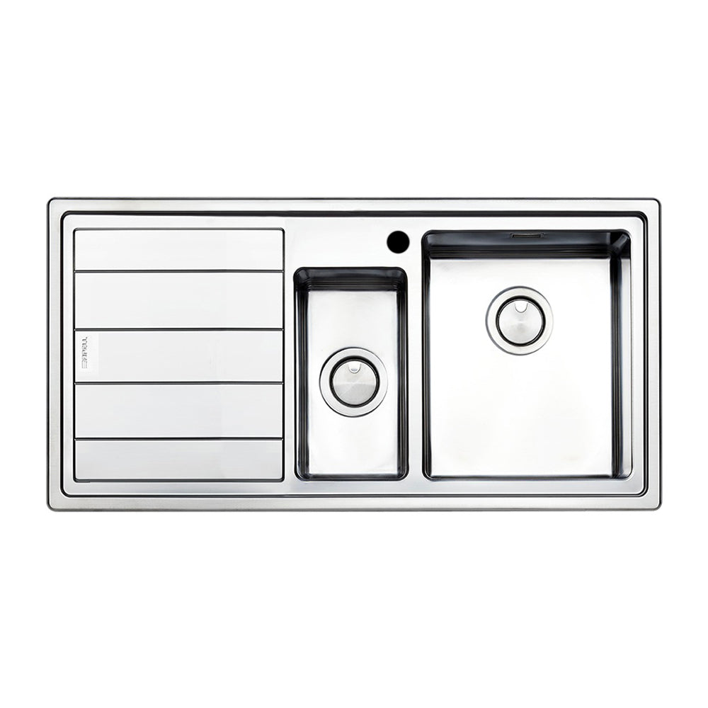 Lavello 100x50 cm con 2 vasche e gocciolatoio sinistro - SAXT332