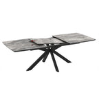 Ausziehbarer Tisch, Tischplatte mit schwarzer Arabesken-Marmoroptik und schwarzem Untergestell 180/240x100x76H Verano