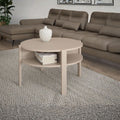 Tavolino da salotto rotondo 74 cm con ripiano inferiore colore cashmere Aura