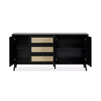 Bahut 175 cm avec 3 tiroirs et 3 portes effet raphia coloris noir - KUTA51A