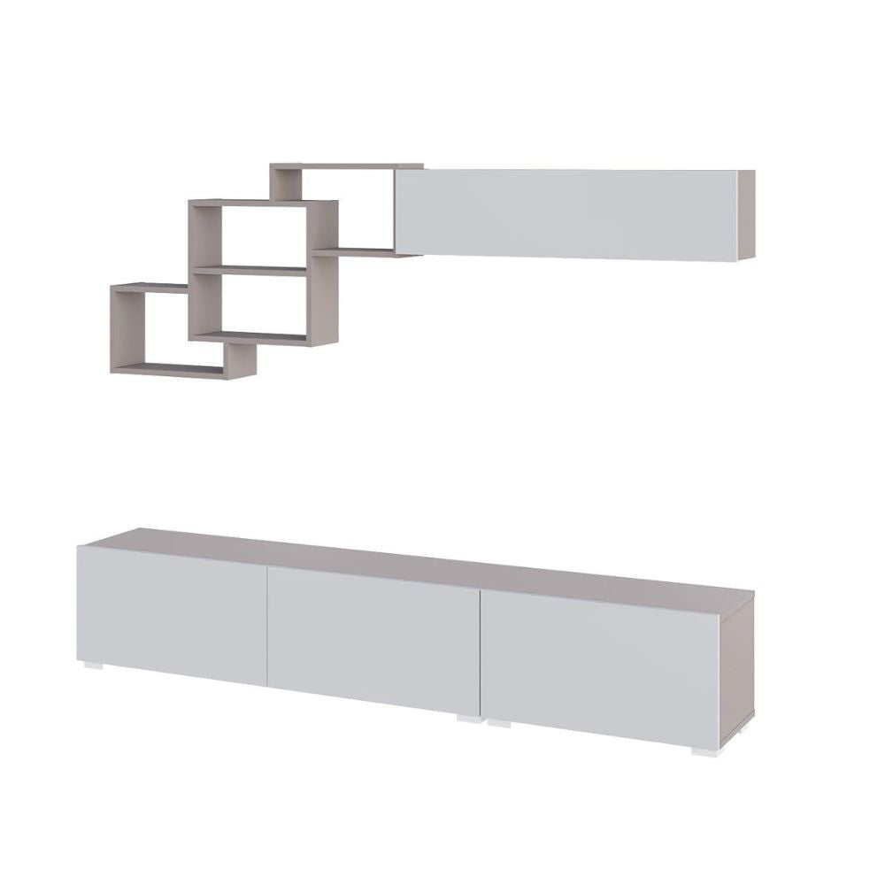 Parete attrezzata colore bianco e tortora 210x35x39H Free