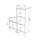 Meuble à chaussures avec banc 4 portes abattantes couleur blanc 105x26x118,5H Dude