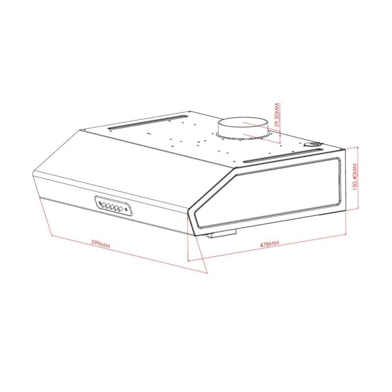 Cappa sottopensile 60 cm colore inox con luci led - Tornado Samet