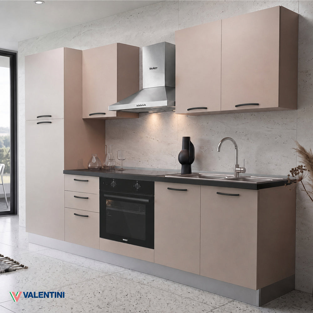 Cucina completa con elettrodomestici e piano a induzione colore cashmere Asti255 Industrie Valentini
