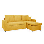 Divano con penisola reversibile funzione letto tessuto senape 225x148x91H Golf