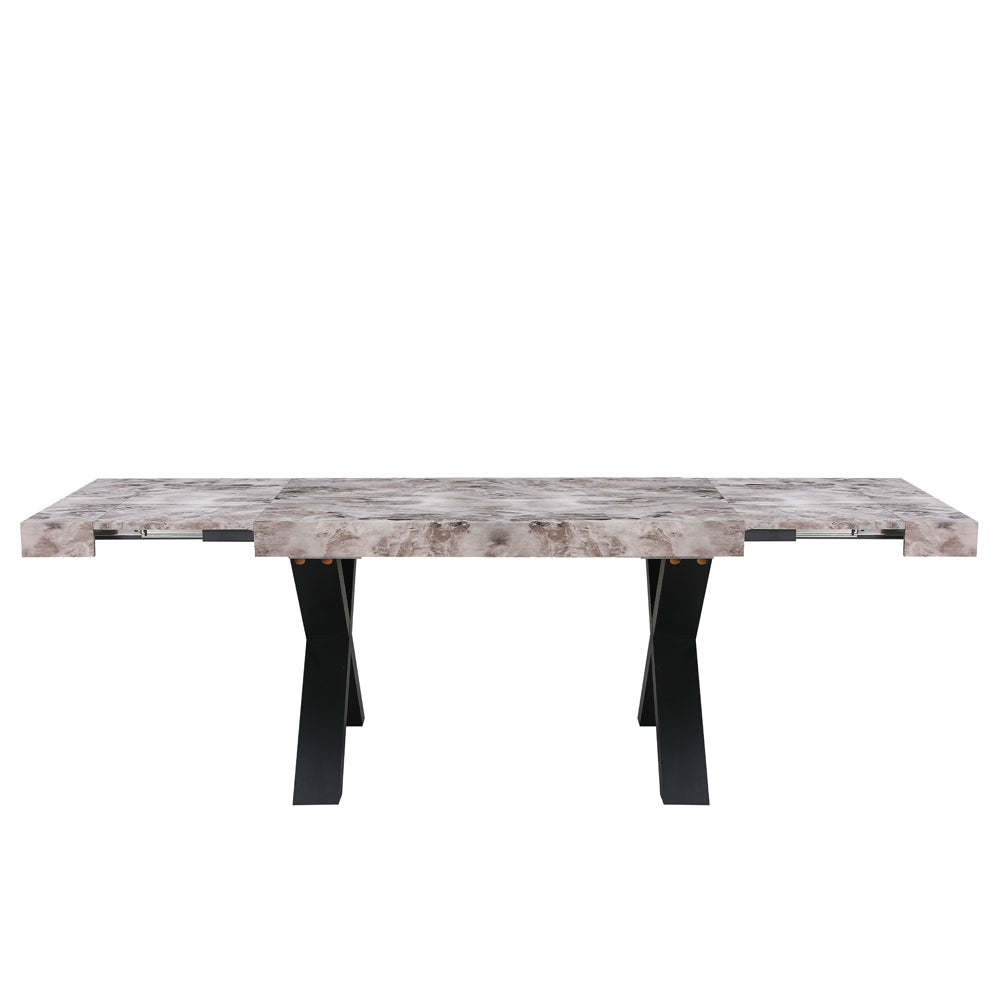 Tavolo allungabile da 160 a 240 cm effetto marmo grigio con gambe nere Cindy Gondar