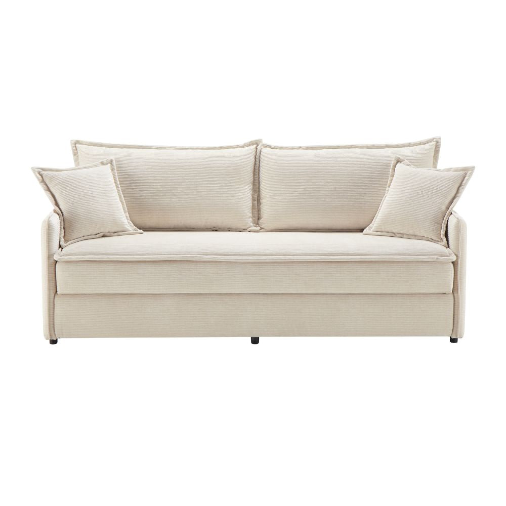 Divano letto con contenitore tessuto colore panna 217x95H cm - Gioia