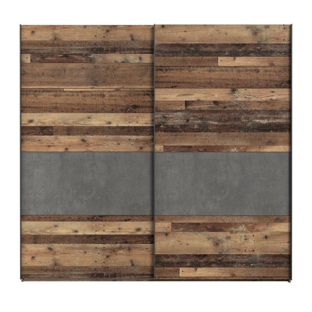 Armadio 2 ante scorrevoli 120x42x190.5H colore quercia e grigio cemento Zeno