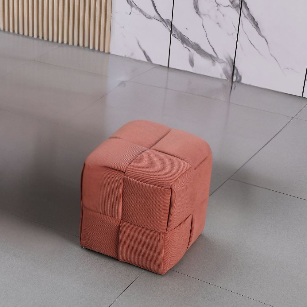 Quadratischer Hocker mit Flechtoptik, Ziegelrot, 39x39H cm - Artur