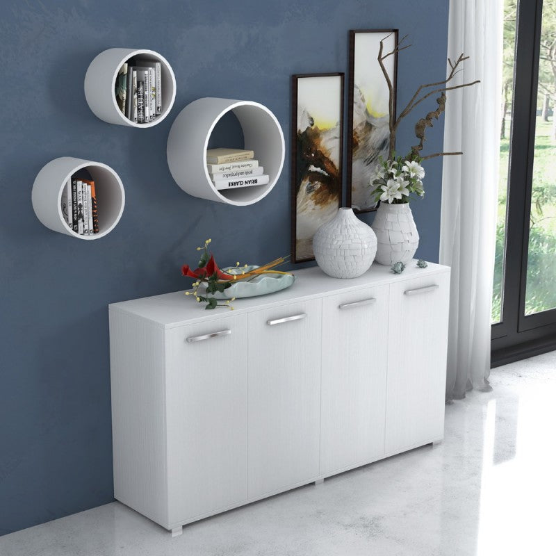 Mobile multiuso con 4 ante colore bianco frassinato 180 cm - Viareggio
