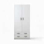 Armadio con due ante e due cassetti colore bianco frassinato 91x210H cm - ARM290C