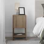 Table de chevet avec porte abattante 30x30x55h couleur noyer Ema