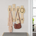 Porte-manteau mural 64x81h cm en bois avec 8 crochets couleur chêne - Wave