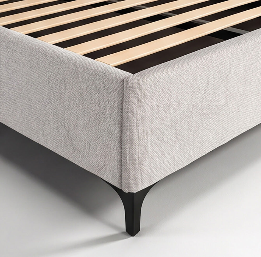 Letto matrimoniale con contenitore in tessuto grigio chiaro Vogue