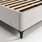 Letto matrimoniale con contenitore in tessuto grigio chiaro Vogue