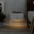Comodino sospeso con cassetto e luci integrate 40 cm bianco e cashmere Onda