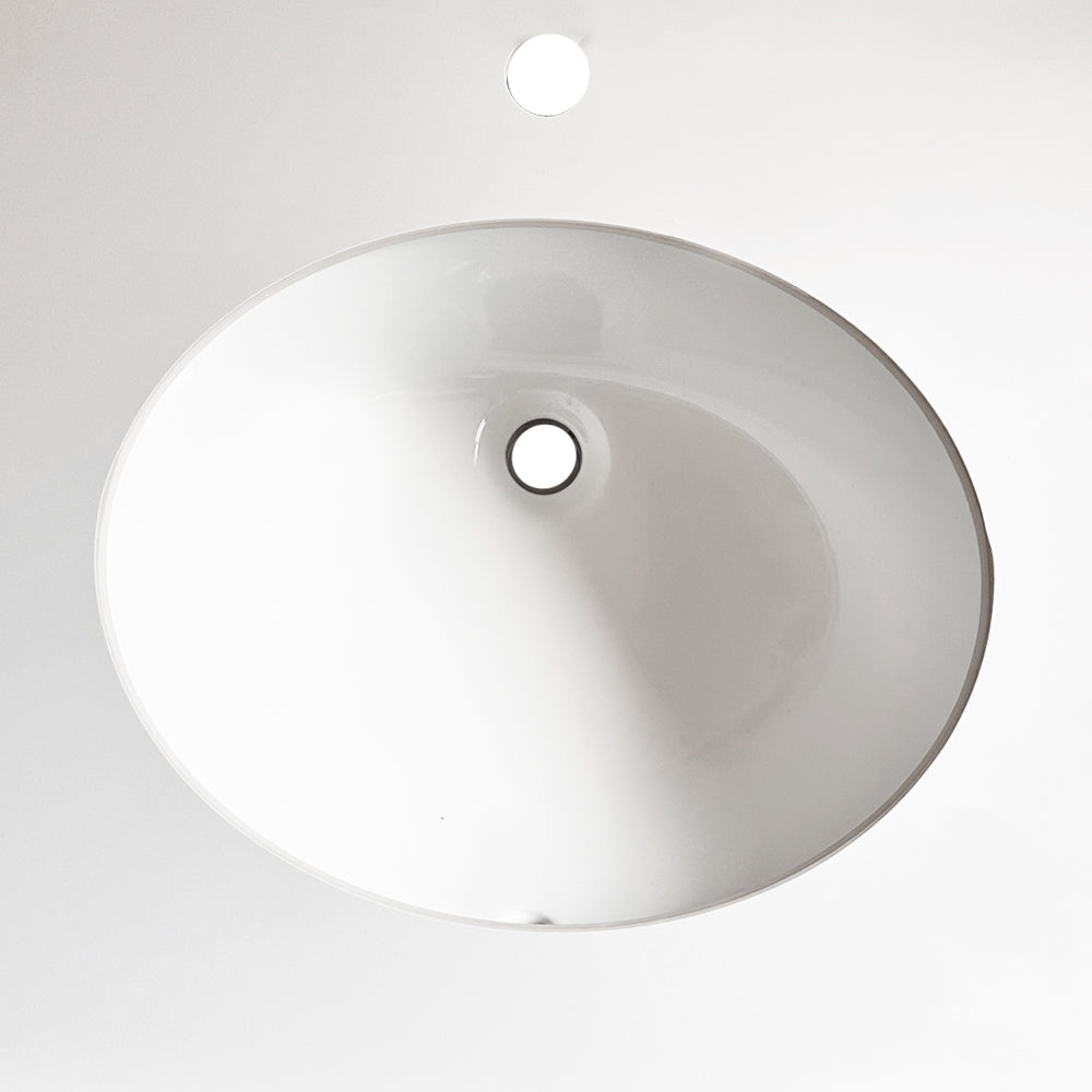 Lavabo da incasso con top in pietra sinterizzata e vasca in ceramica bianco lucido YJ12250