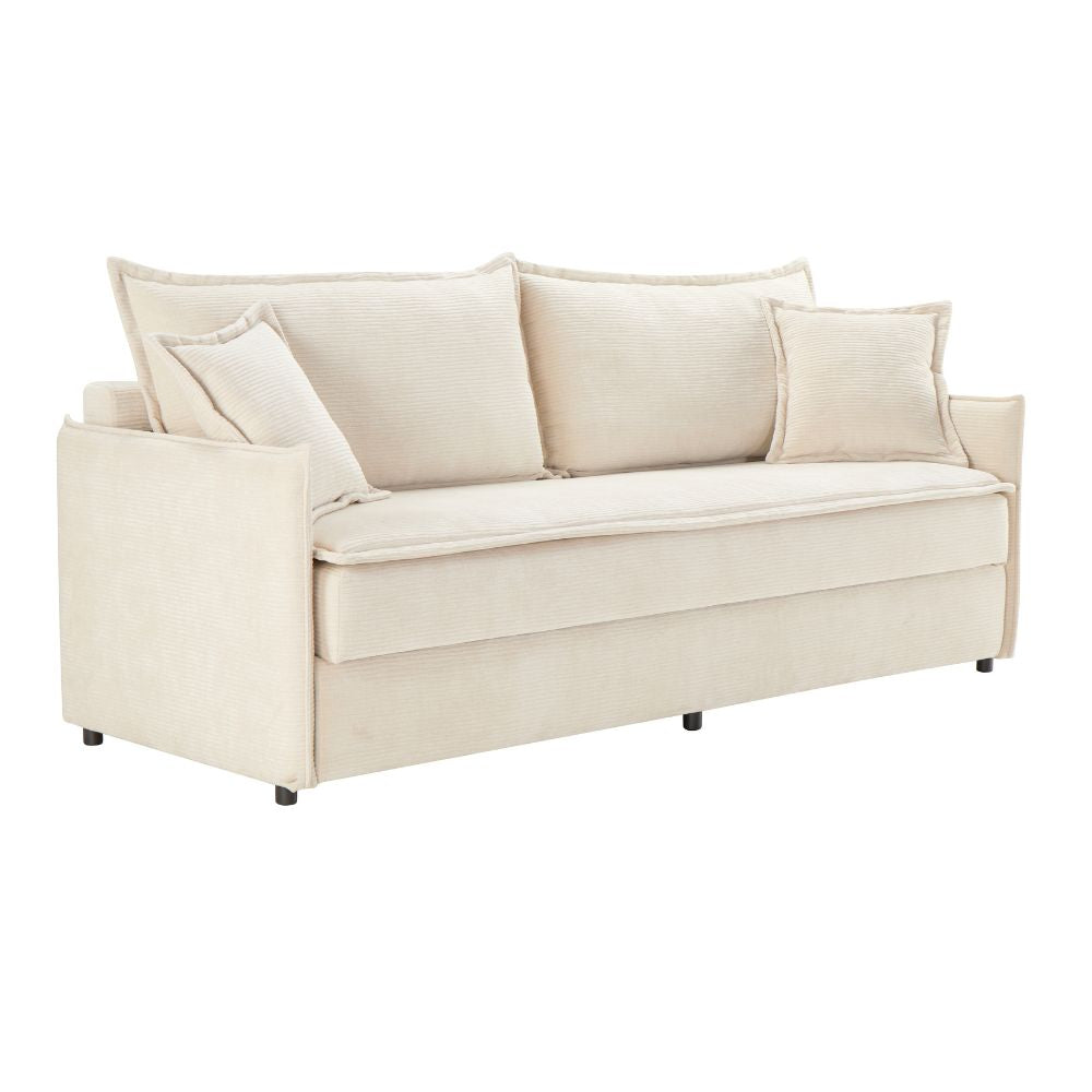Divano letto con contenitore tessuto colore panna 217x95H cm - Gioia