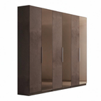 Kleiderschrank 275 cm mit 6 bronzefarbenen Drehtüren mit bronzierten Spiegeln