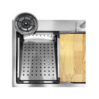 Lavello cucina da incasso una vasca 74x45x20H inox spazzolato SA3541 con accessori