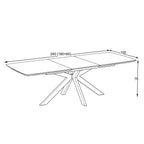 Ausziehbarer Tisch mit Tischplatte in Travertin-Marmoroptik Beige und schwarzem Gestell 180/240x100x76H Verano