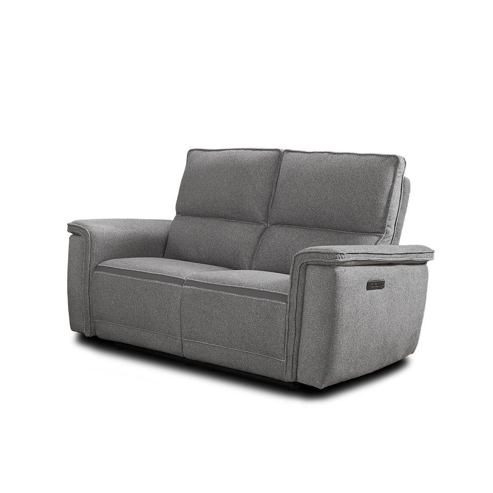 Divano recliner elettrico 2 posti tessuto grigio 164 cm Velveta