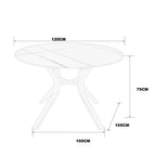 Tavolo rotondo Ø120 con piano in ceramica bianco lucido e struttura nera Aurora