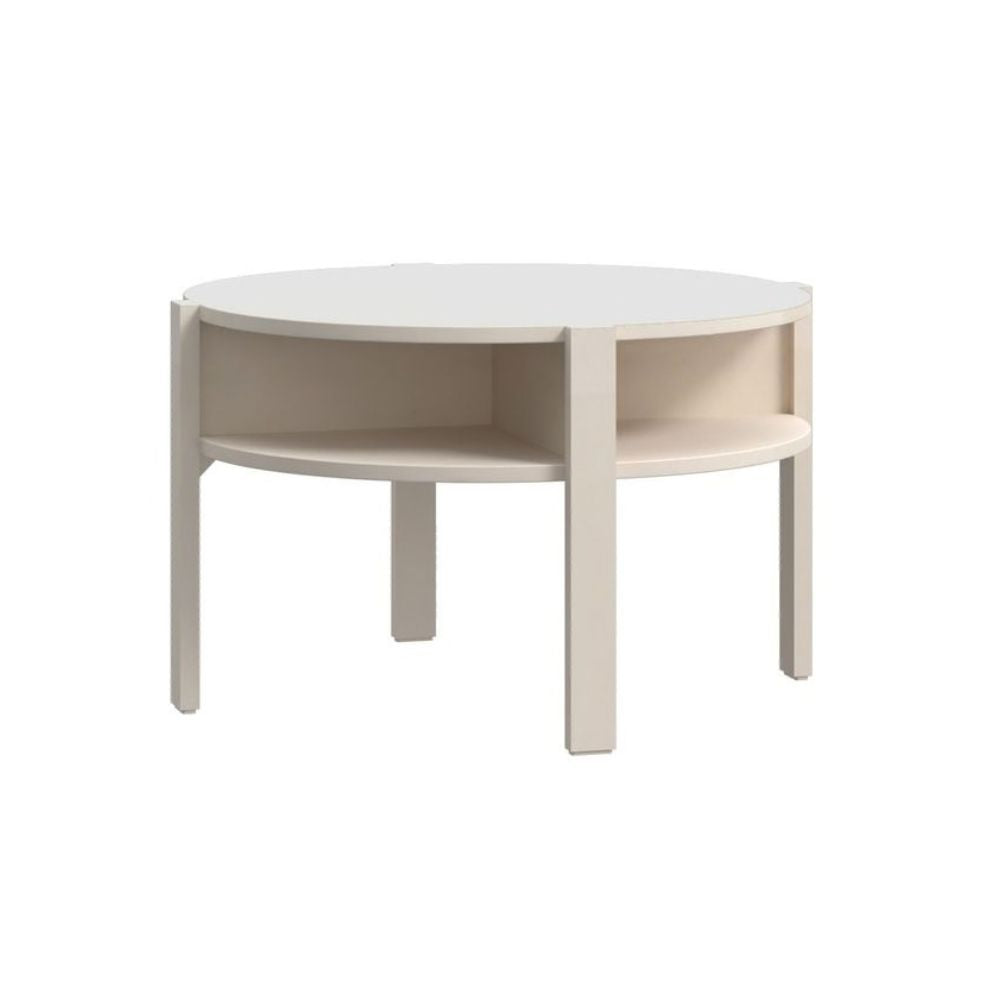 Tavolino da salotto rotondo 74 cm con ripiano inferiore colore cashmere Aura