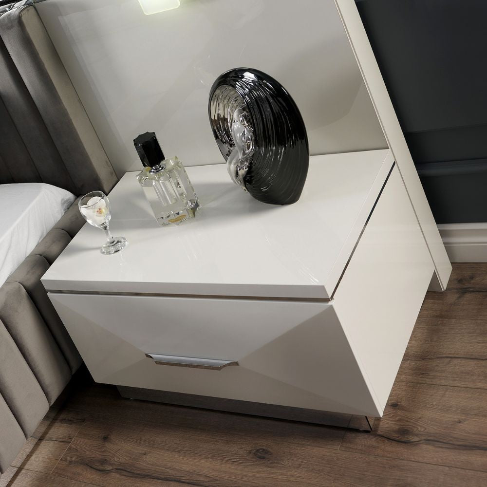 Chambre à coucher blanc brillant Rams armoire 2 portes coulissantes