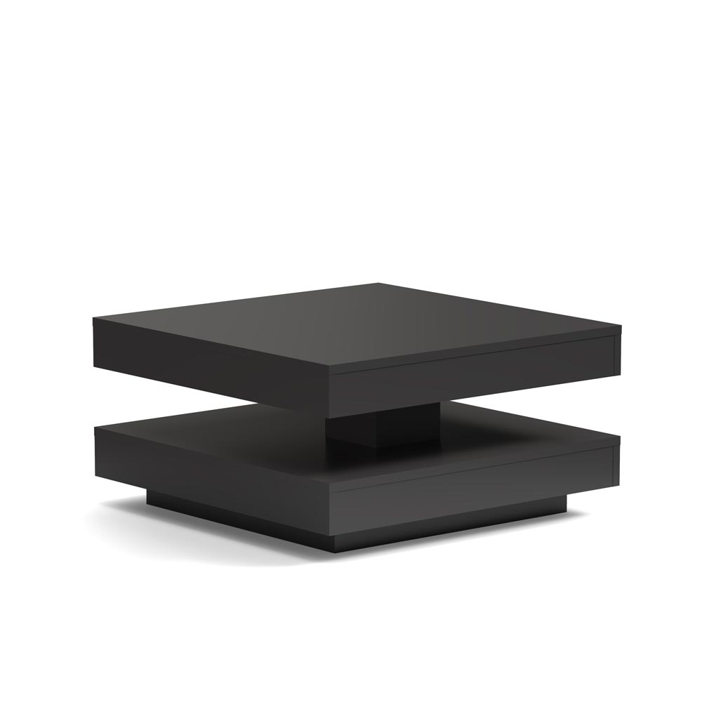 Tavolino da salotto con doppio piano quadrato girevole antracite 67x67 cm Monolith