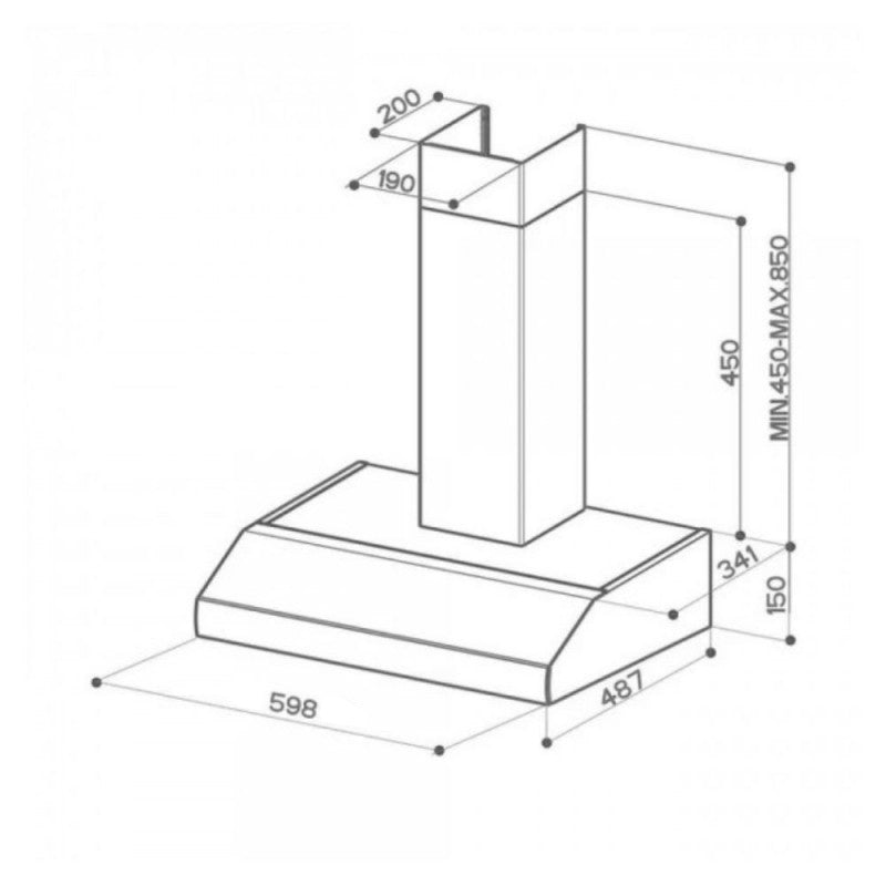 Cappa a parete Ionica Plus XA60 3 livelli velocità inox classe D Faber