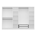 Kleiderschrank mit 6 Drehtüren in Weiß, geriffelte Optik, 270x52x210H cm – Wilmy