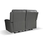 Canapé 2 places en cuir véritable avec repose-pieds électriques couleur gris foncé - Claus