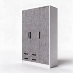 Armoire avec trois portes et deux tiroirs couleur ciment 135x210H cm