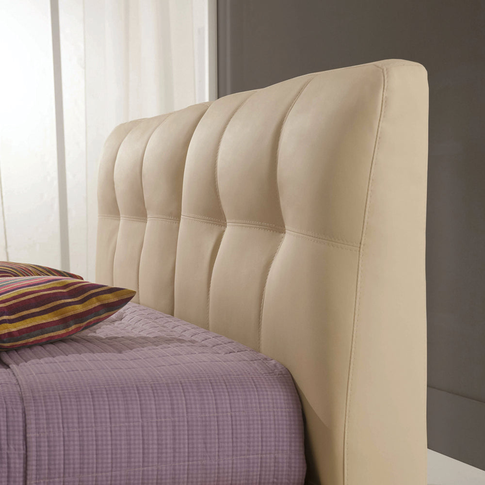 Letto matrimoniale con contenitore e testiera colore crema - Melia