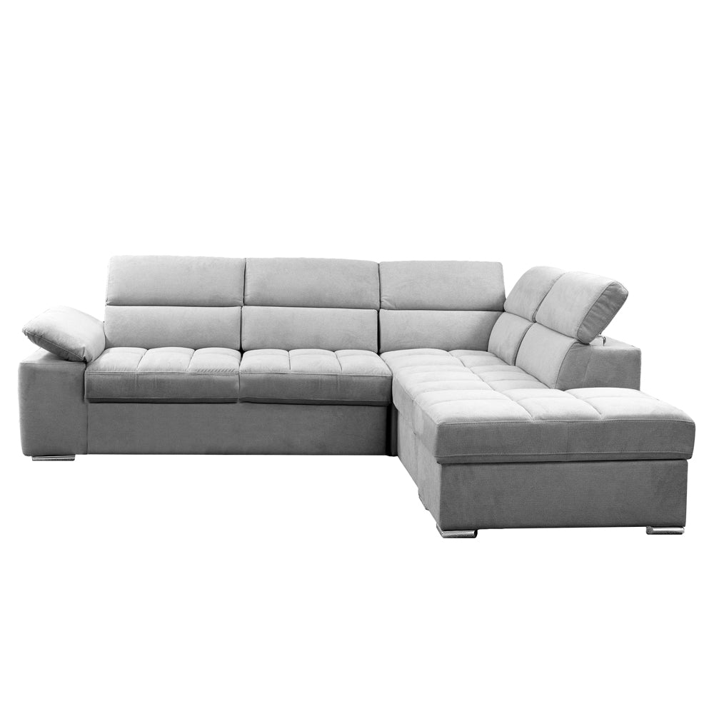 Divano letto angolare reversibile con pouf contenitore grigio chiaro Capri