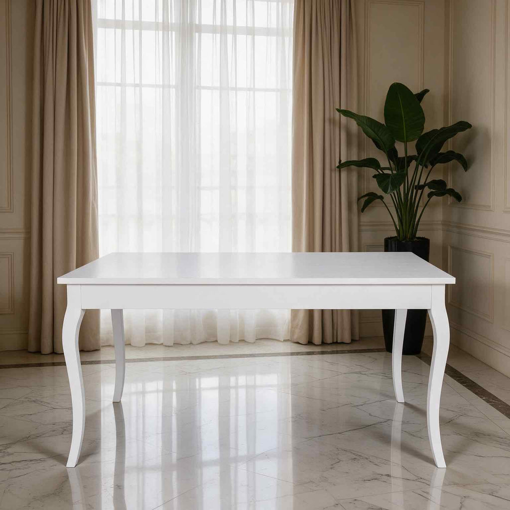 Table à manger rectangulaire extensible blanc frêne 140 cm - Liberty