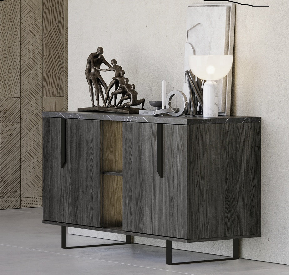 Madia con 4 ante e vano a giorno 165x83h cm colore palissandro nero - Zaira