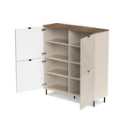 Credenza 4 ante design geometrico colore cashmere e top rovere Mirage04