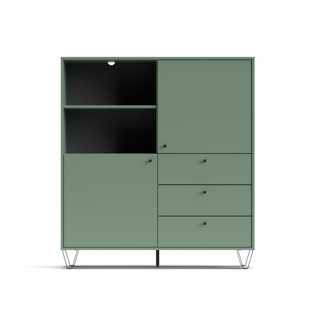 Credenza con ante cassetti e vano a giorno colore verde 123,6x135H cm - Aldix