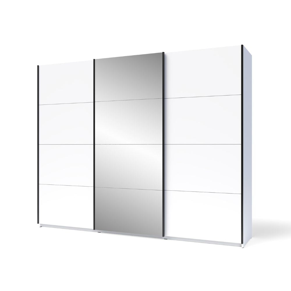 Armadio con ante scorrevoli colore bianco con specchio 255x205H cm - Zegna