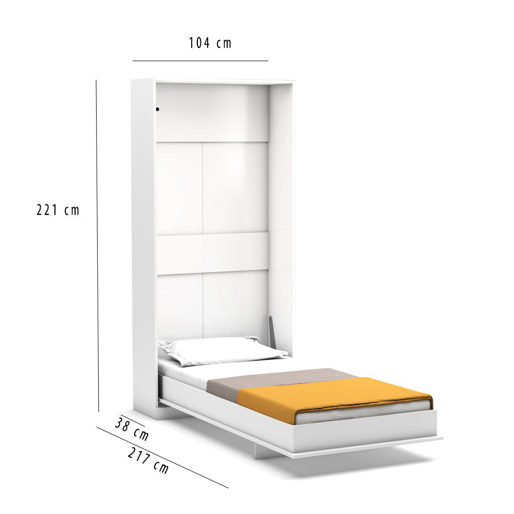 Letto singolo a scomparsa colore bianco 104x221H cm - Happy